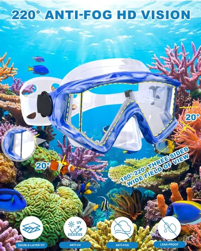 Miniatura 3 de Máscara de buceo Anti-niebla Natación Snorkel máscara adecuada para adultos Buceo Natación Snorkel Gafas Máscaras Azul/Blanco