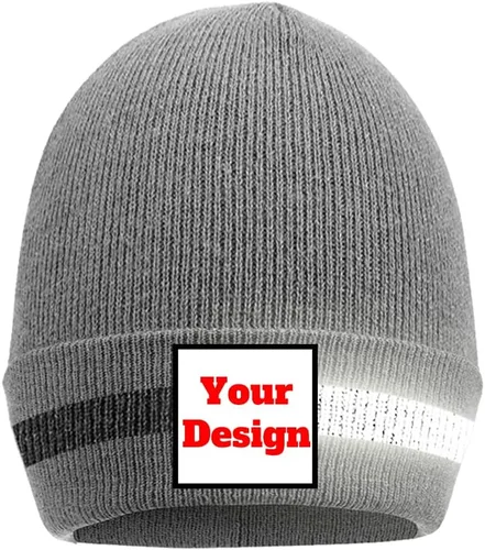 Miniatura 11 de Hi Vis - Gorro de seguridad para personalizar tu logotipo, gorro de punto de invierno con tiras reflectantes unisex