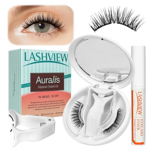 Miniatura 8 de LASHVIEW Kit de pestañas magnéticas suaves, aspecto natural con imanes ultradelgados de 0.17mm, pestañas cómodas sin pegamento con aplicador