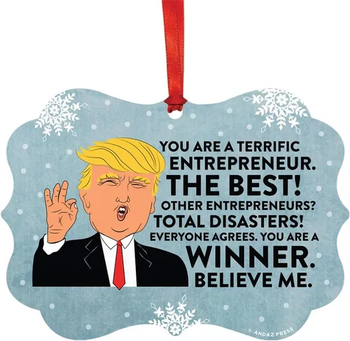 Miniatura 49 de Andaz Press Presidente Donald Trump Fancy Frame Recuerdo Adorno de Navidad Regalo de broma Ejecutivo de Cuenta, 1 paquete, Divertidas Ideas
