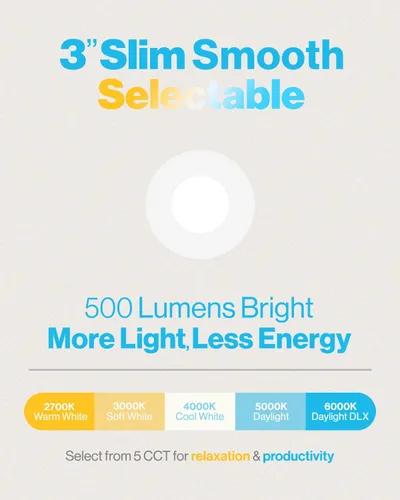 Miniatura 2 de Sunco Luces LED Empotradas de 3 Pulgadas, Iluminación de Techo Ultra Delgada, 500 LM, 8W (Equivalente a 50W), CCT Seleccionable