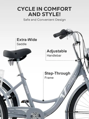 Miniatura 4 de VIRIBUS Adult Tricycle, 7 Speed Tricycle for Adults