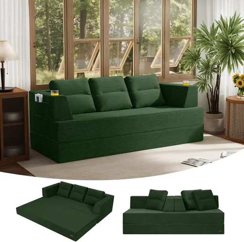 Miniatura 43 de COMAX Sofá cama futón, sofá cama convertible 4 en 1, sofás deshuesados para sala de estar, sofá biplaza plegable pequeño plegable que ahorra Gris