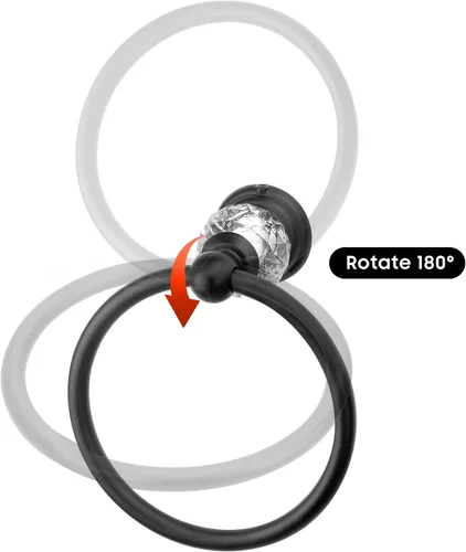 Miniatura 2 de Anillo de toalla de cristal negro, soporte para toallas de baño, negro mate, soporte para toallas de baño, soporte para toalla de mano para baño