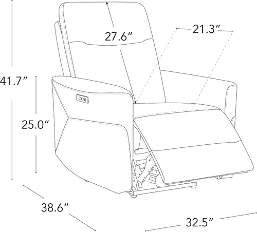 Miniatura 2 de CHITA Silla reclinable eléctrica de cuero genuino para adultos, sillón reclinable eléctrico de pared para espacios pequeños, moderna sala de estar