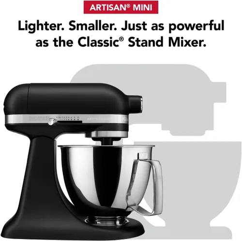 Miniatura 2 de KitchenAid Artisan Mini Batidora de Pie con Cabezal Inclinable de 3.5 Cuartos - KSM3316X - Negro Mate