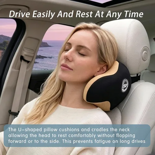Miniatura 7 de Almohada realmente útil para reposacabezas de coche, almohada para el cuello del coche para dormir con correa ajustable, 100% espuma viscoelástica