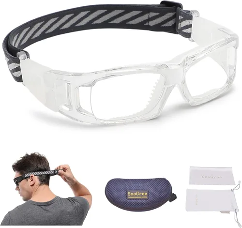 Miniatura 12 de SooGree Gafas deportivas para niños, gafas protectoras, gafas de seguridad ocular, reemplazables a lentes graduadas de 8 a 16 años Marco negro rojo