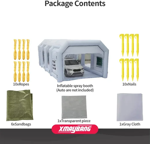 Miniatura 6 de Xmaybang Cabina de pulverización inflable de 26 x 15 x 10 pies, cabina de pintura automática portátil con sistema de filtración, adecuada para autos
