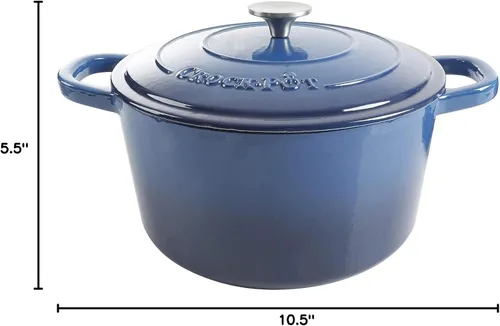 Miniatura 7 de Crock Pot olla para horno holandés de hierro fundido artesanal de 7 cuartos de galón, Sapphire Blue