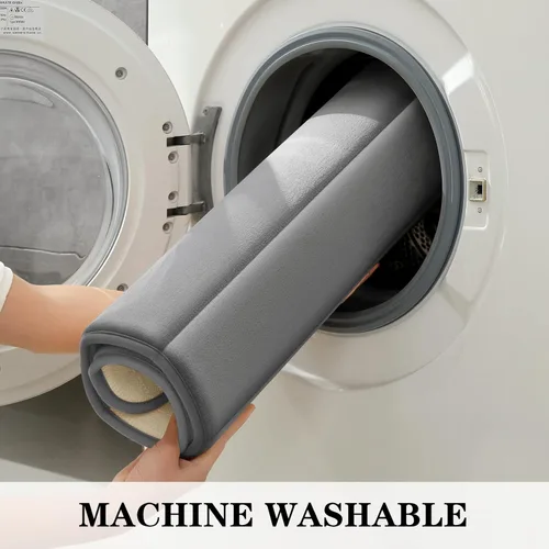 Miniatura 8 de BYSURE Juego de 3 tapetes de baño de espuma viscoelástica color gris, antideslizantes, extra suaves, absorbentes, lavables a máquina y secos