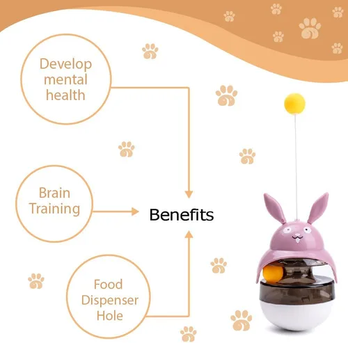 Miniatura 3 de Juguete rompecabezas para gatos, dispensador de comida para mascotas con equilibrio automático, estimulante del cerebro, alimentador lento, juguetes