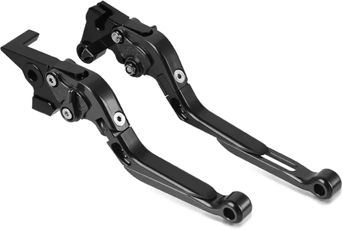 Miniatura 2 de LANQIAN Juego de palancas de freno y embrague plegable extensible CNC para ZX-6R ZX6R 2007-2016 Negro