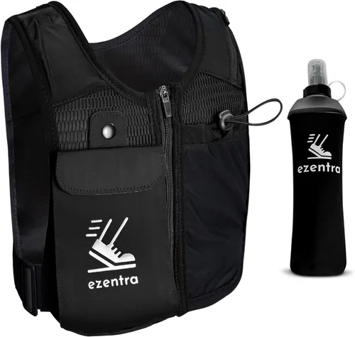 Miniatura 7 de Chaleco de correr con cremallera, chalecos reflectantes para correr con 6 bolsillos, botella de hidratación de 16.9 fl oz, pecho y cintura