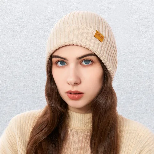 Miniatura 5 de FUQILA Gorro de punto 100% lana merina, unisex, cálido, suave, transpirable y acogedor, elástico