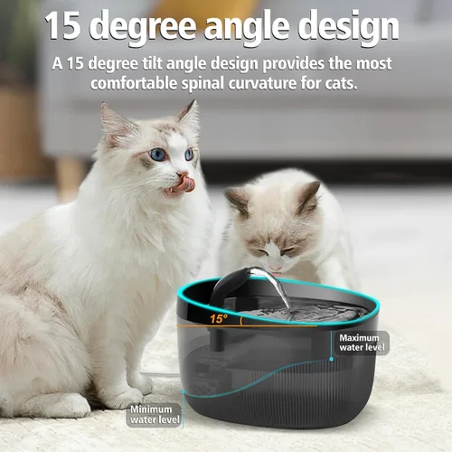 Miniatura 4 de Fuente de agua para gatos de 74 oz/2.2 L, dispensador automático de agua para mascotas para interiores con bomba ultra silenciosa, 2 modos de flujo