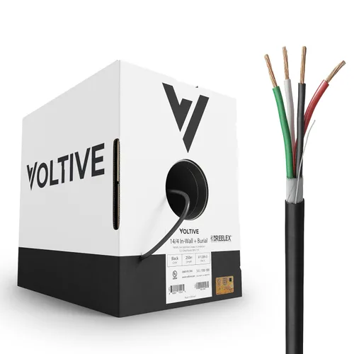 Miniatura 29 de Voltive Cable de altavoz 10/2, CL3 en pared y entierro directo, negro, 100 pies - 10 AWG, 2 conductores, cobre trenzado sin oxígeno, listado UL