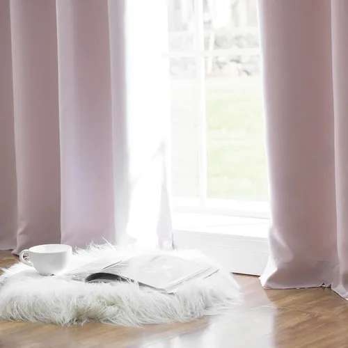 Miniatura 4 de Best Home Fashion Cortinas opacas con aislamiento térmico, ojales de acero inoxidable y níquel, color rosa bebé, 52 pulgadas de ancho x 63 pulgadas