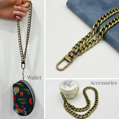 Miniatura 3 de WEICHUAN Cadena plana de hierro DIY de 8" - Correa de muñeca Cadena de muñeca Correas de bolso Cadenas de bolso Accesorios (Bronce)