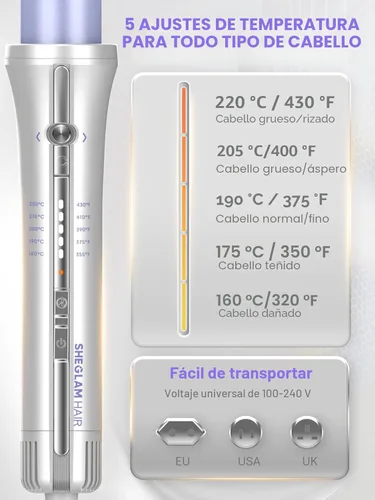 Miniatura 9 de SHEGLAM One Touch Airflow Styler Pro - Tecnología de aire frío 3.0 de rotación automática de 1 pulgada para rizos sin espera, rizador, rizos