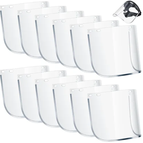 Miniatura 10 de Kingdder 12 protectores faciales transparentes de repuesto para moler y cortar, 15 x 8 x 0.04 pulgadas de seguridad para protección facial