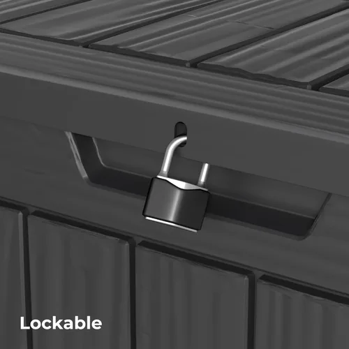 Miniatura 3 de Caja de almacenamiento para exteriores de 35 galones, caja de resina impermeable y con cierre para terraza, grande, contenedor de almacenamiento