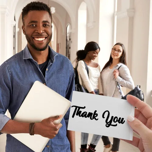 Miniatura 6 de Paquete de 25 portatarjetas de regalo con texto en inglés "Thank You", fundas de papel a granel, regalos de agradecimiento, color blanco