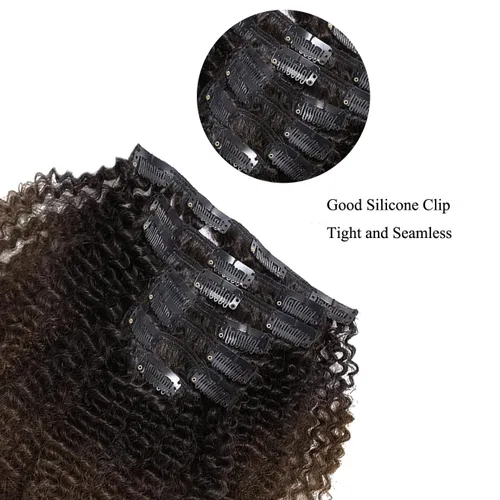 Miniatura 3 de Anrosa Extensiones de cabello rizado con clip, cabello humano 3C 4A afro rizado con clip, cabello natural, remy real, extensiones de cabello humano