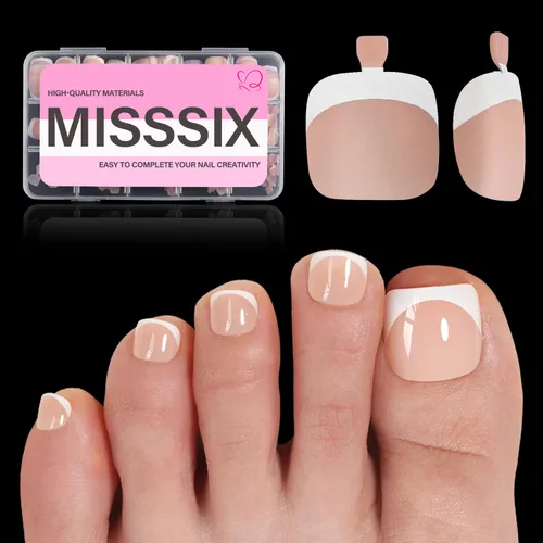 Miniatura 22 de Misssix Puntas de uñas de gel francesas negras, 240 piezas de puntas francesas de uñas postizas largas cuadradas, no es necesario limar, puntas 3