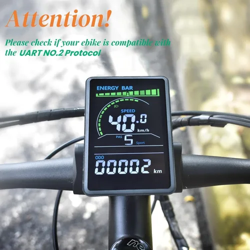 Miniatura 2 de Pantalla Ebike, protocolo UART No. 2, 24 V-60 V, computadora de ciclismo acrílica colorida con puerto de carga para dispositivos móviles, pantalla