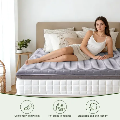 Miniatura 2 de Cubrecolchón de espuma de alta calidad tamaño individual – Cubrecama de apoyo firme medio para aliviar la presión, cubrecolchón hipoalergénico