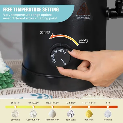 Miniatura 5 de TOAUTO Derretidor de cera para hacer velas, horno de fusión de cera grande con boquilla de vertido rápido y control de temperatura, capacidad de 10