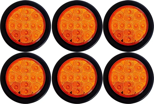 Miniatura 23 de All Star Truck Parts ] Kit de 10 luces LED redondas ámbar de 2.5 luces de marcador lateral, 13 diodos, con ojales, alambre, coleta, camión