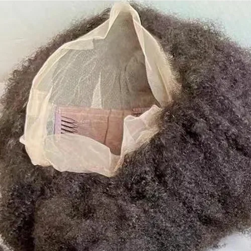 Miniatura 5 de Quella Peluca afro afro rizada de cabello humano completo encaje pelucas 70s 4c 4b Afro Puff Pelucas HD transparente línea capilar natural parte