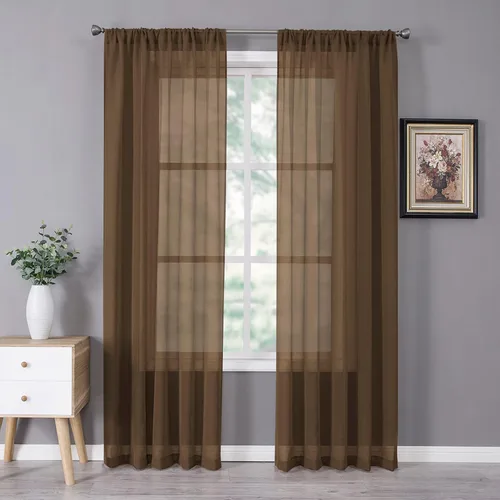Miniatura 30 de Tollpiz - Juego de 2 paneles de cortinas de velo traslúcidas para media ventana, cortas, con textura de lino y bolsillo para cortinero, filtran