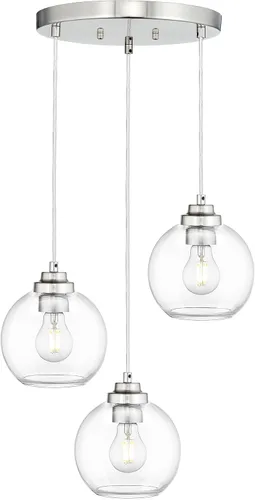 Miniatura 28 de Lámpara Colgante Moderna de Oro Pulido, Lámpara Colgante de Globo de 18 cm de Siglo Medio con Vidrio Transparente para Isla de Cocina, Comedor