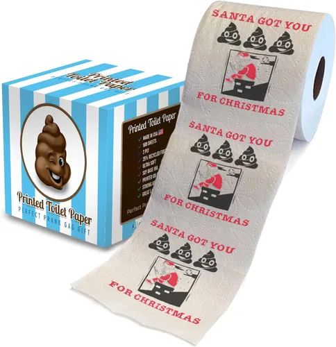Printed TP Santa Got You for Christmas - Rollo de papel higiénico impreso para Navidad, divertido rollo de papel higiénico para broma, decoración de