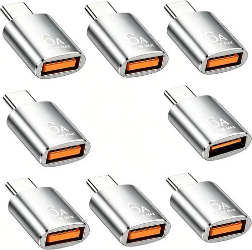 Miniatura 14 de BOMIE Adaptador USB C a USB, paquete de 10 unidades, 6A 120 W, carga rápida, transferencia de datos de 10 Gbps, USB C macho a USB 3.2 hembra OTG