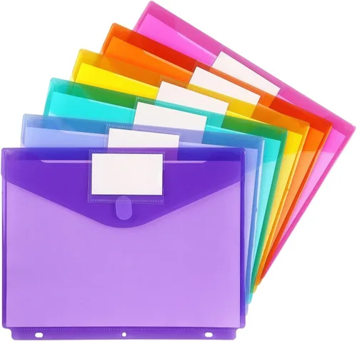 Tamaki Paquete de 6 bolsillos para carpeta, carpetas de plástico con etiqueta, organizador para carpeta, separadores para carpeta con bolsillos,