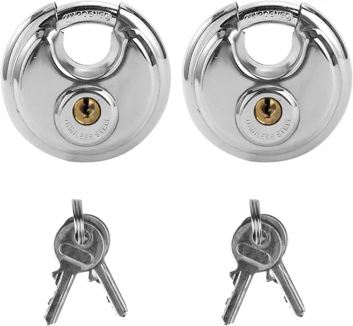 Miniatura 8 de Cerradura de disco para unidad de almacenamiento, candados con llave de 2-3/4 pulgadas, bloqueo de disco de acero inoxidable resistente, cerraduras