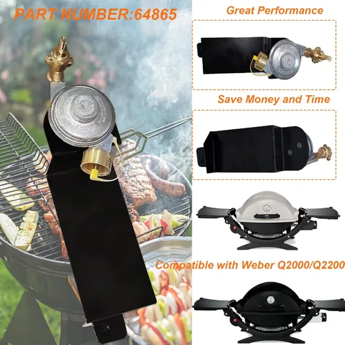 Miniatura 5 de 64865 Regulador de válvula de parrilla de gas compatible con Weber Q2000 Q2200 Series 53060001, 54060001, 54060301, 396002, 566001, 566002, parrilla