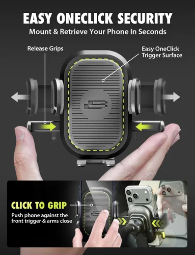 Miniatura 3 de Bracketron OneClick - Soporte para teléfono y cargador de automóvil de perfil bajo, soporte universal para automóvil, diseño inteligente de rotación