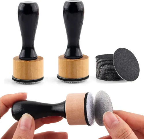 Miniatura 11 de Mini pinceles de mezcla de tinta, herramientas de 2 asas con 42 recambios de espumas redondas de repuesto y 20 cajas de almacenamiento de plástico