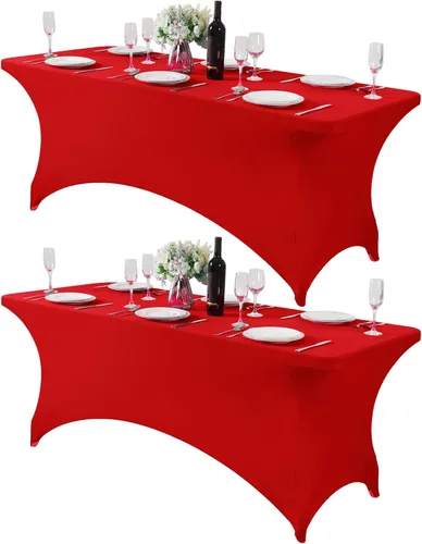 Miniatura 166 de Mantel de elastano para mesas de 4, 6 u 8 pies, mantel elástico universal ajustable para fiestas, banquetes, bodas y eventos - Verde manzana