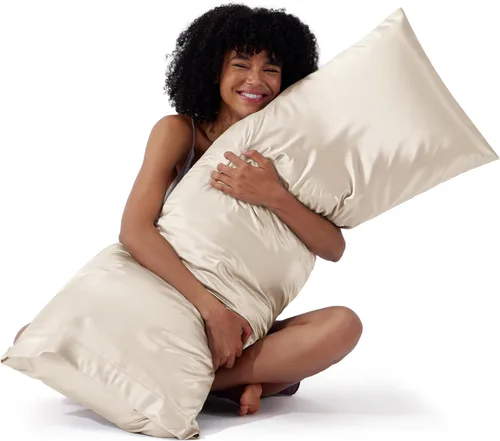Miniatura 55 de Bedsure Paquete de 2 fundas de almohada de satén similares a las fundas de almohada de seda tamaño estándar, funda de almohada para mujeres que 01