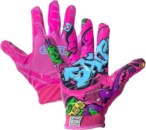 Miniatura 33 de Battle Sports - Guantes de fútbol americano para receptor abierto con dorso de mano, ultraadherentes y con agarre, antideslizantes, para adultos