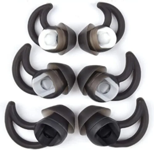 3 pares S/M/L de silicona de repuesto en el oído puntas de auricular Set auriculares para Bo-se QC20 QC20i SoundSport SIE2i IE2 IE3 Negro