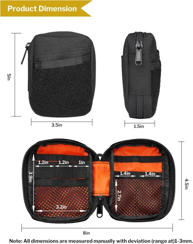 Miniatura 6 de VIPERADE VE31 Bolsa pequeña EDC, organizador de bolsillo para hombres, pequeño organizador multiherramienta EDC para Negro