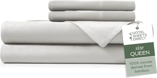 Miniatura 30 de Hotel Sheets Direct Juego de Sábanas de Cama de 4 Piezas, Tamaño California King, 100% Viscosa Derivada de Bambú, Juego de Sábanas con 2 Fundas
