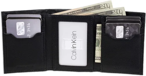 Miniatura 4 de Conjunto de billetera de tres compartimentos y llavero de cuero de Calvin Klein para hombres